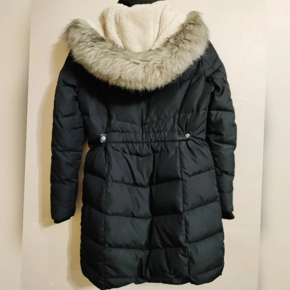 Lauren Ralph Lauren Faux-Fur-Trim Hooded Black Winter Puffer Coat Size Small - Picture 3 of 12